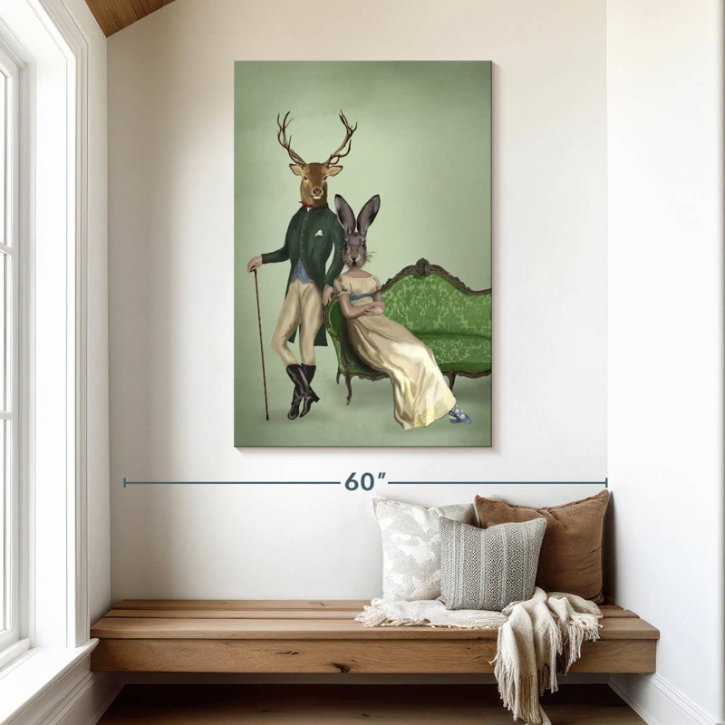 Ketti Mr. Deer And Mrs. Rabbit I, 48" H x 32" W