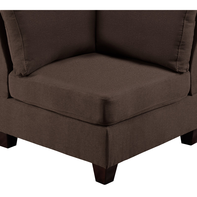 Black Coffee Modular - 3 pièces, chaise en tissu d'aspect lin avec structure en bois ferme 3 pièces en café foncé et chaises robustes
