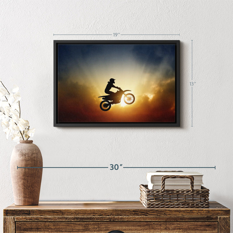 Impression sur toile «Dirt Bike Sunburst», H 13 po x l 19 po