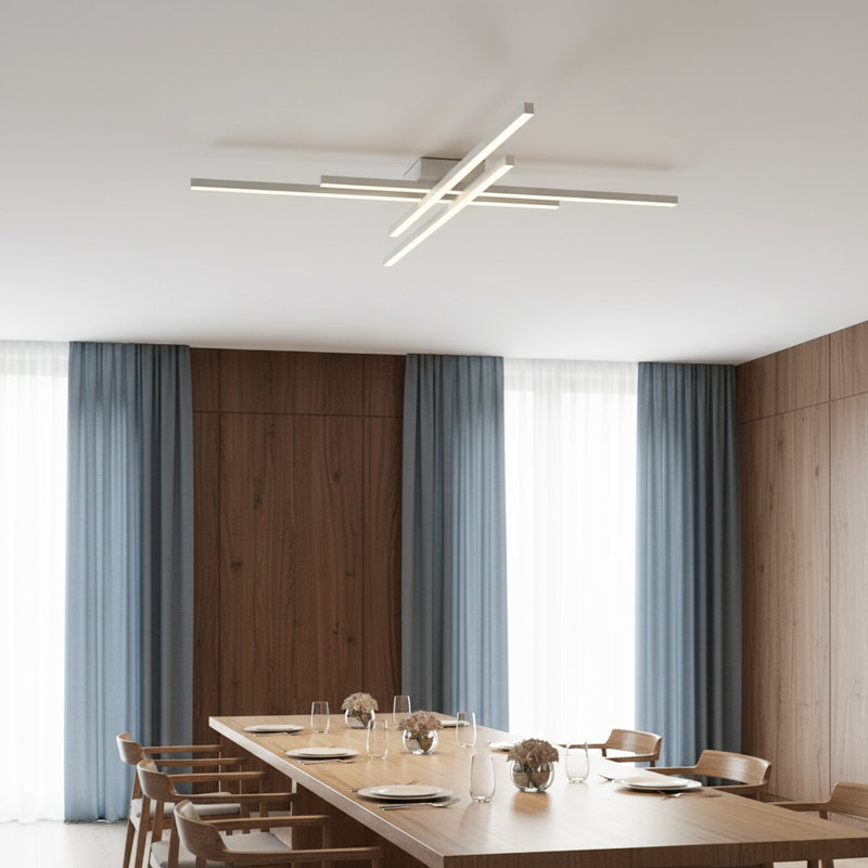 Plafonnier semi-encastré à DEL 4 lumières Whisman, White, H 3,3 po x l 43 po x P 43 po