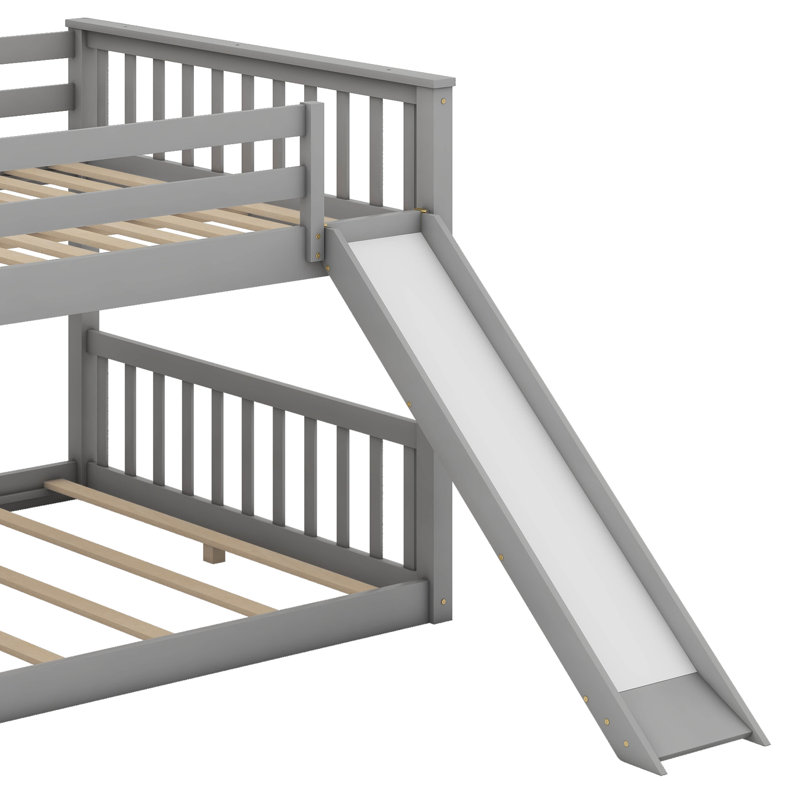  Lit superposé double au-dessus de double avec glissière et échelle convertibles Khiala, Gris