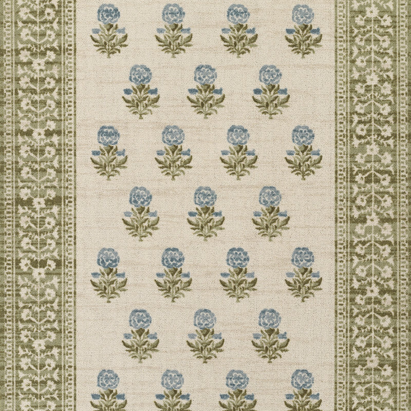Anders Traditional Floral Wool and Nylon Green Area Rug, Rectangle 9'9" x 12'6"