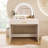 39" White Makeup Vanity Table For Bedroom. Touch Screen Mirror With Lights & Drawer. Elegant Curved Design. Enough Storage Cosmetics. And Practical. Simple To Install