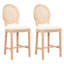 Dossier avec siège en tissu beige et pieds en bois rembourrés avec assise stable-272629666