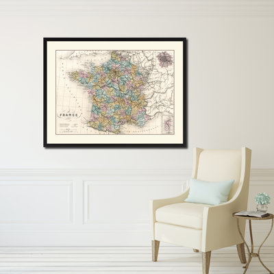 France, Paris, carte ancienne, impression sur toile avec cadre photo, collection 16 x 21