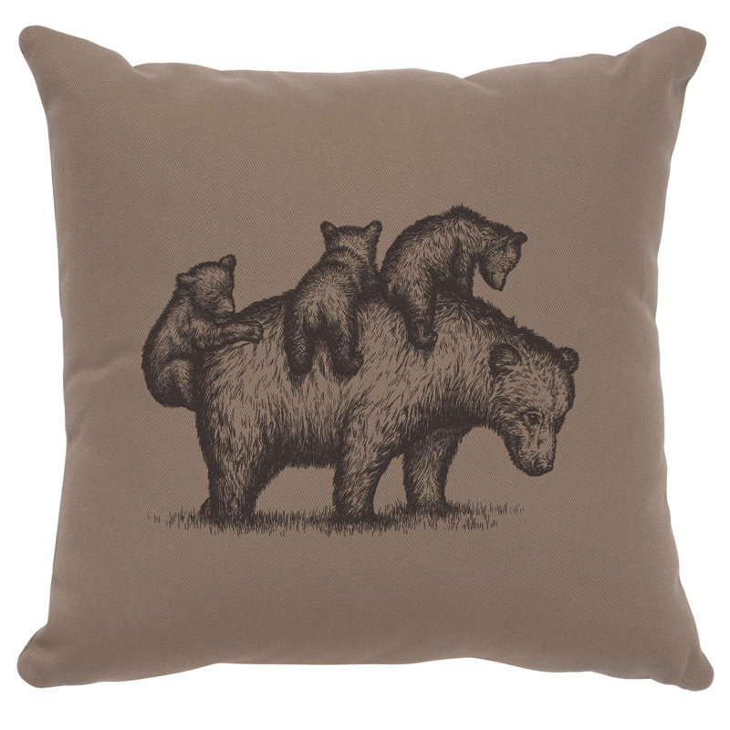Coussin Wooded River Image - maman ours - coton albâtre, Albâtre