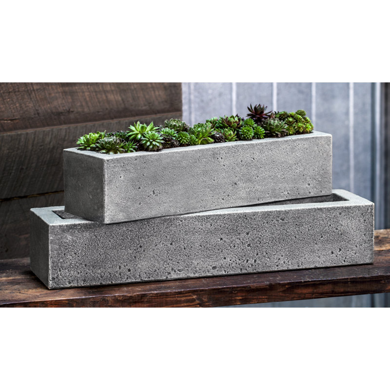 Estancia Handmade Planter, 5" H x 22" W x 6.5" D, Alpine Stone