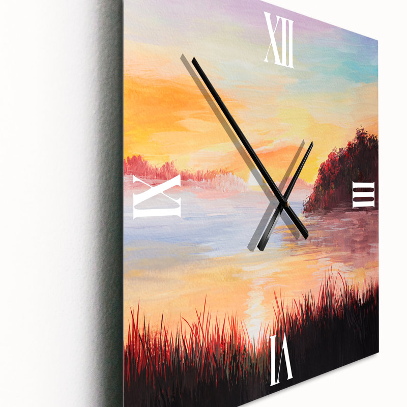Horloge murale Sur le lac avec les roseaux, Grand