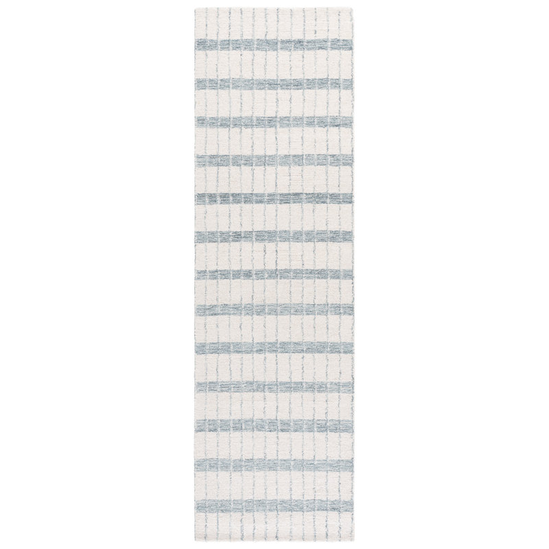 Genres genre 552, 80% laine touffetée à la main; Tapis géométrique 20% coton, Tapis de couloir 2 pi 3 po x 8 pi