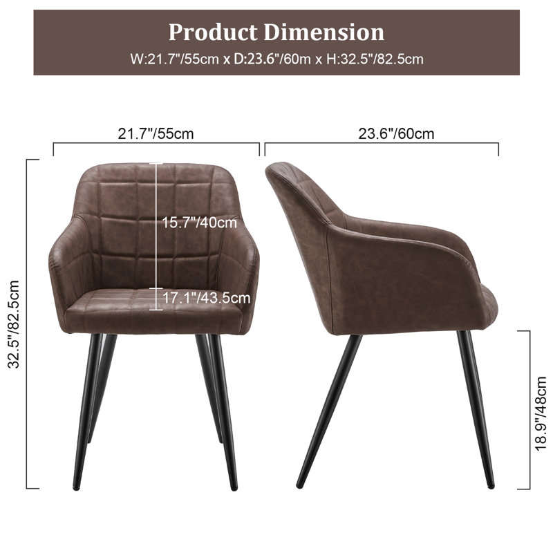 48cm H Upholstered Metal Armchair, Brown