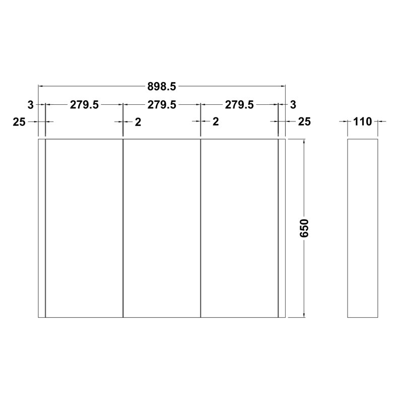 900mm W 650mm H Surface Framed Medicine Cabinet Mirror 2 Fixed