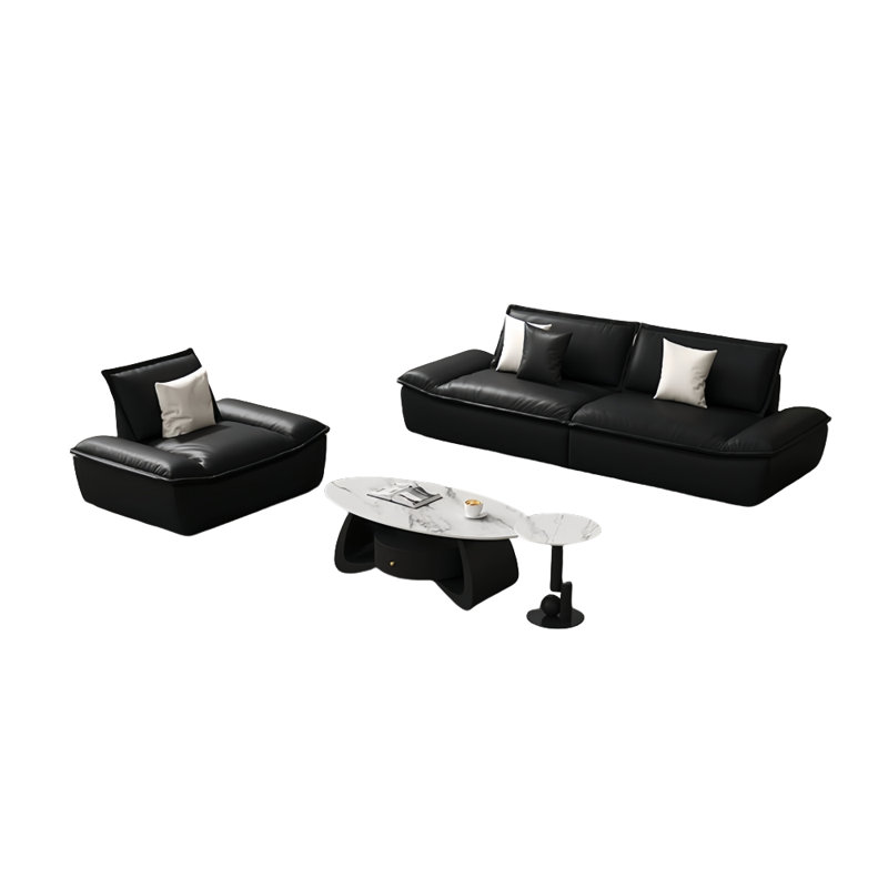Black faux leather sofa tea table combination
