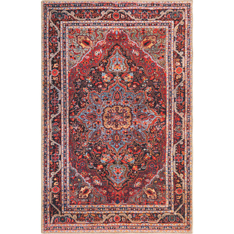 Tapis oriental bourgogne Gamero, Rectangle 3 pi 6 po x 5 pi 6 po