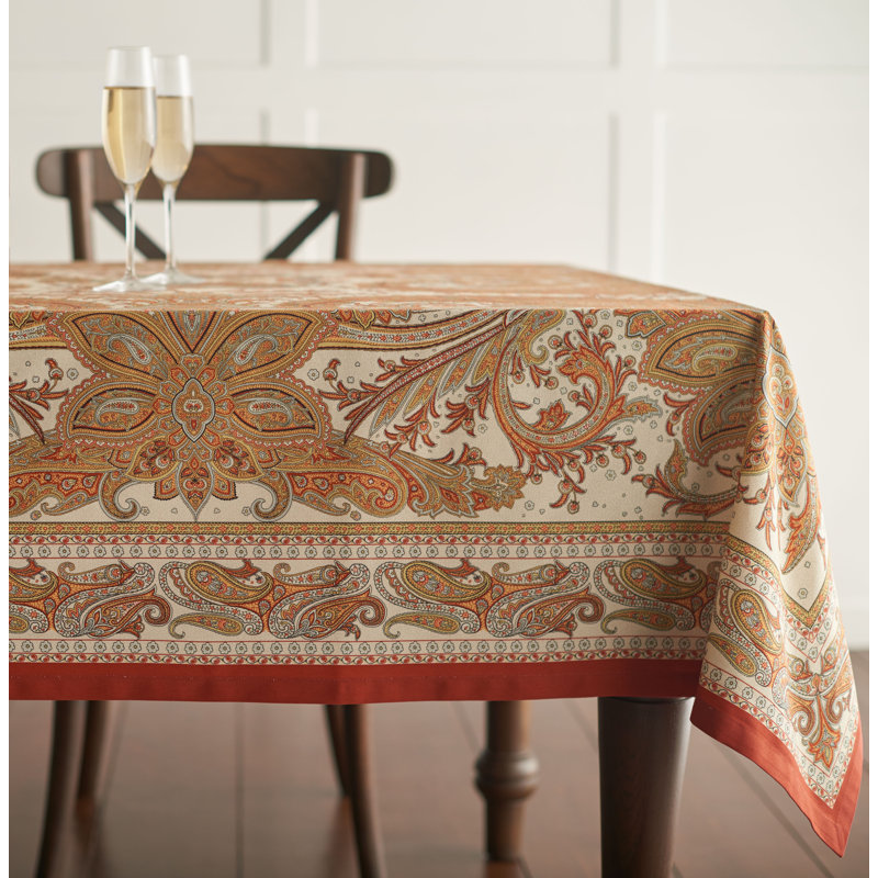 Kashmir Paisley 100% Cotton Tablecloth, 72" L x 54" W