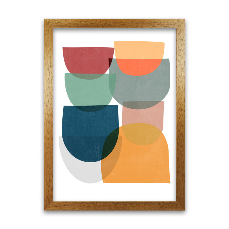 Mid Century Modern Colour B - Print, 84cm H x 59cm W x 3cm D, Oak Frame