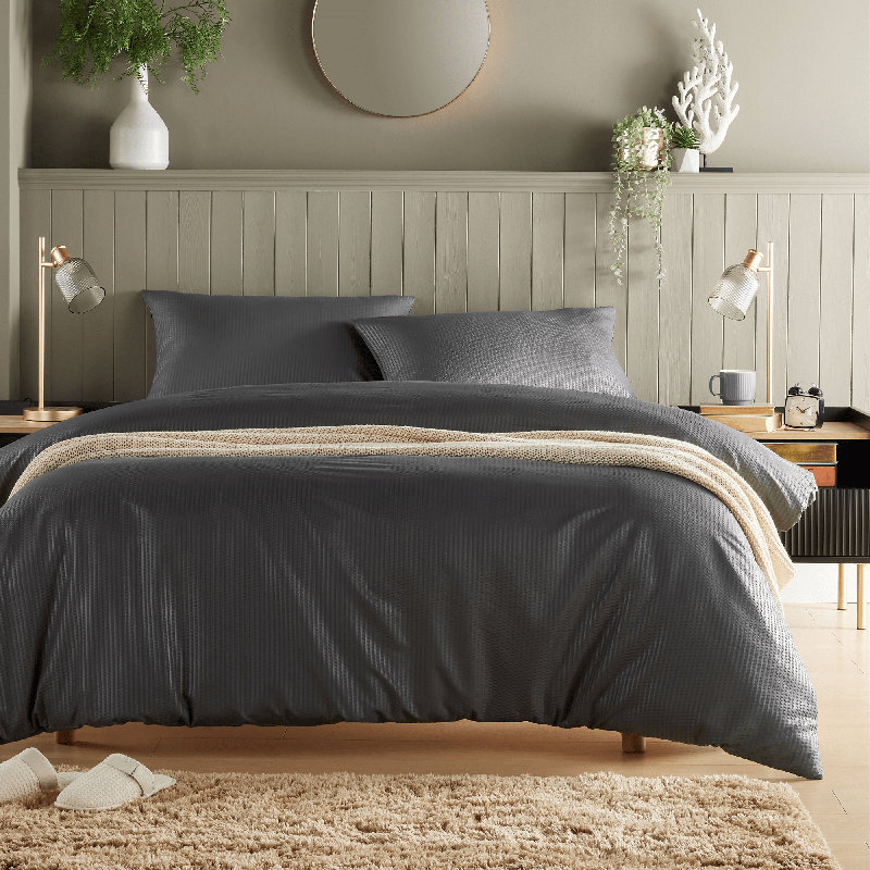 Polyester No Pattern Duvet Cover Set with Pillowcases, Double Duvet Cover Set + 2 Pillowcases, Grey