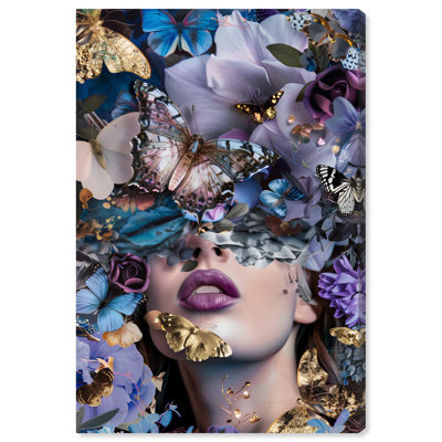 Lavender Butterflies Canvas Floral Collage Wall Art by Art Remedy