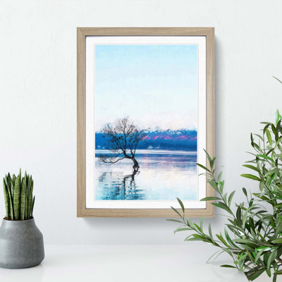 Tree in Lake Wanaka New Zealand - Framed Print