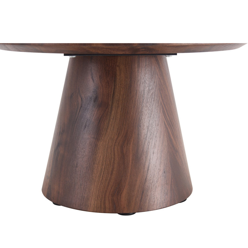 Table basse ronde de style médiéval-moderne avec placage de grain de bois, Brun