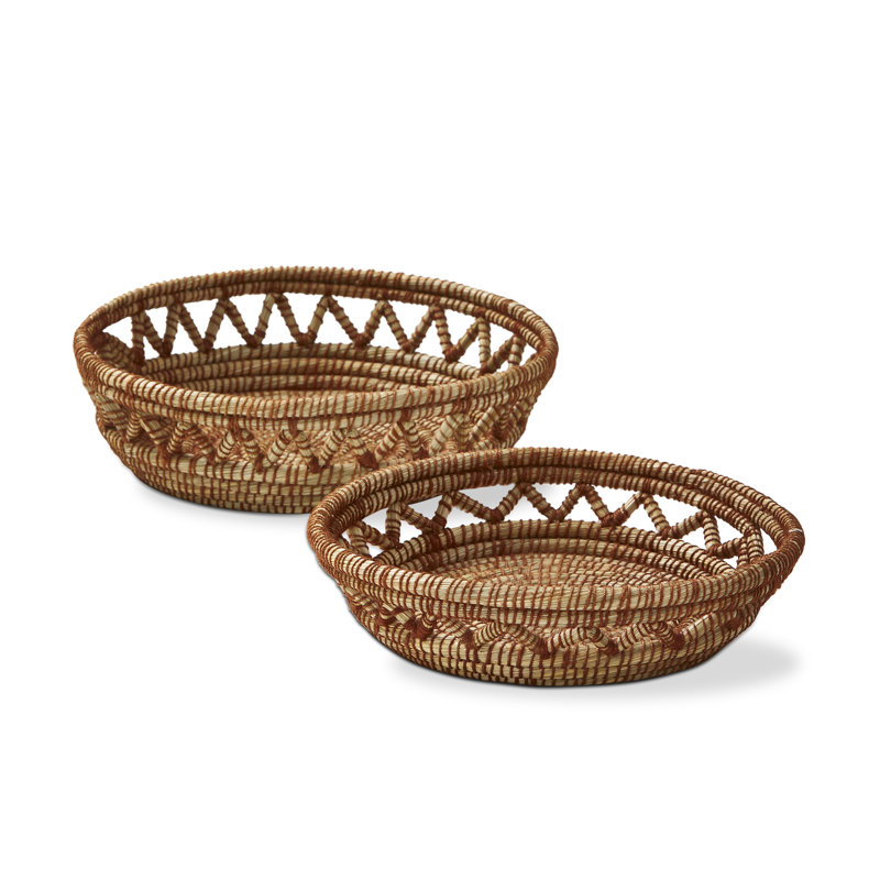 Open Weave Tray Baskets, Set of 2