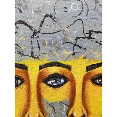 Le visage - un secret profond | Peinture acrylique par Manmeet Kaur | Avec cadre
