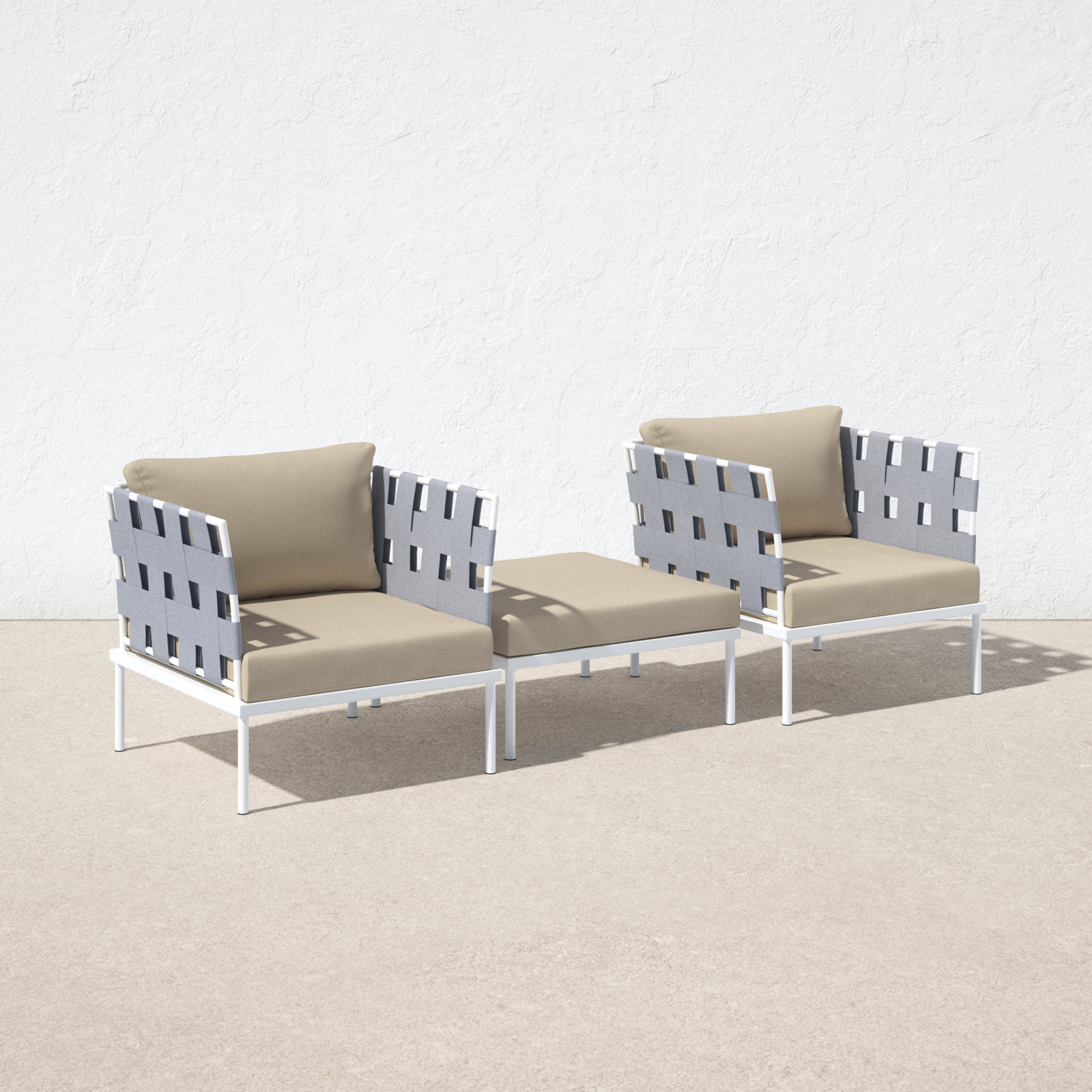 Harmony 3-piece Outdoor Patio Aluminum Set, Beige