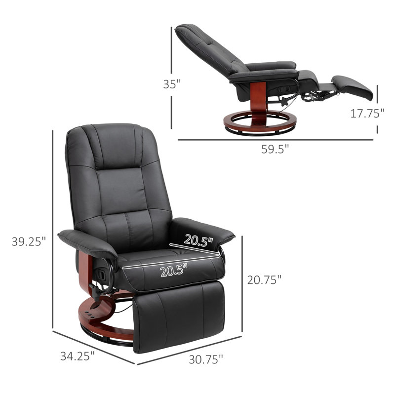Fauteuil inclinable pivotant en cuir Vegan, Noir