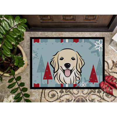 Tapis d’extérieur anti-dérapant winter replacer golden retriever