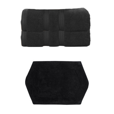 Ensemble de serviettes de bain 100% coton doux 2 pièces Bryd Collection et 1 tapis de bain 17x24 ", (ensemble de 3)