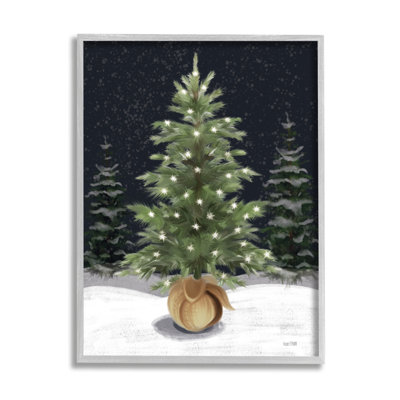 «ba-824», encadré «Christmas Tree Snow Scene» par House Fenway, reproduction d'art sur toile