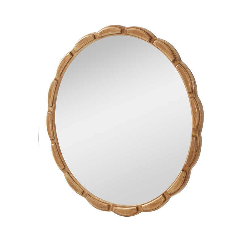 Round Solid Wood Wall Mirror