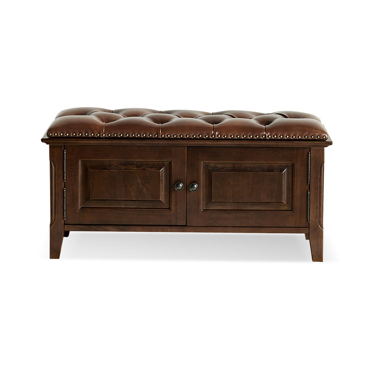 Banc de rangement pour chaussures en cuir de style rétro, Noyer