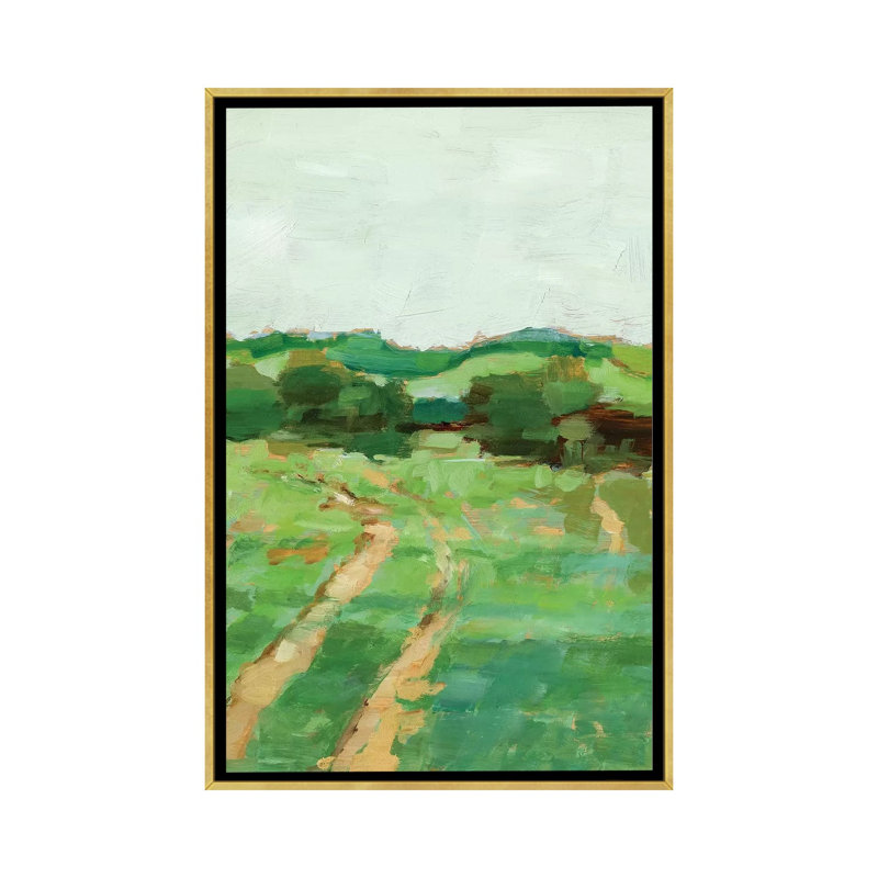 «Farm Road II» par Ethan Harper - reproduction d'art, H 26 po x l 18 po x 1,5 po, Toile encadrée d'or, Pas de tapis