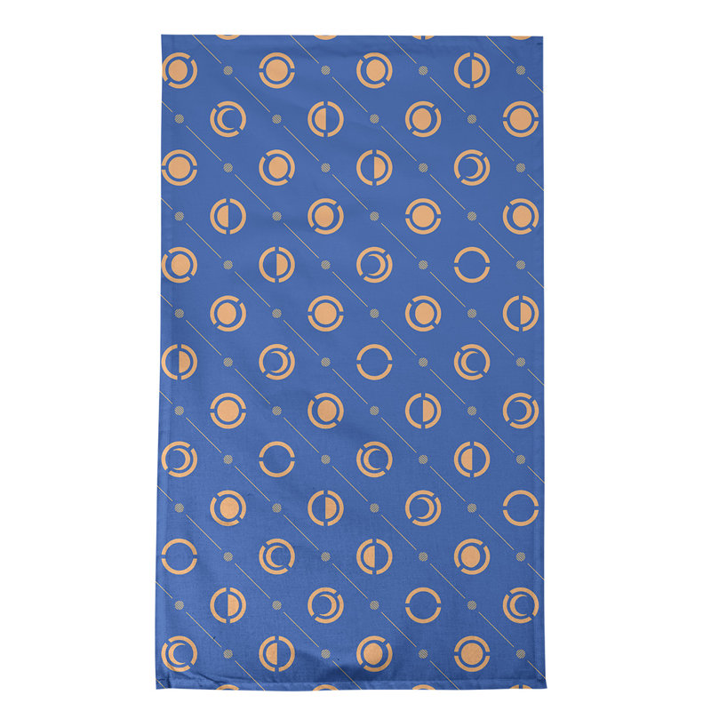 Torchon Moon phases, Cobalt / orange, Croisé en coton