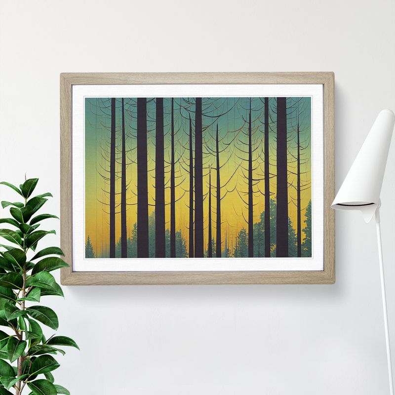 Spring Forest Art Deco Vol.3 - Framed Print, 34cm H x 46cm W x 2cm D, Oak Framed