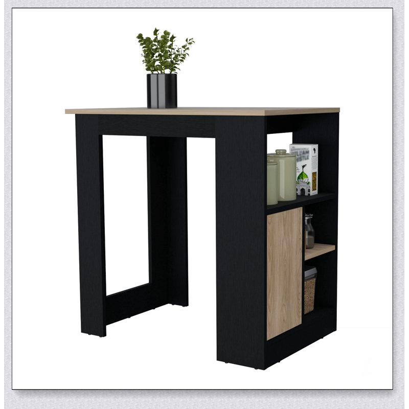 Îlot de cuisine à 1 porte en chêne naturel avec rangement ouvert, parfait pour les petites et moyennes cuisines et une utilisation efficace de l'espace.