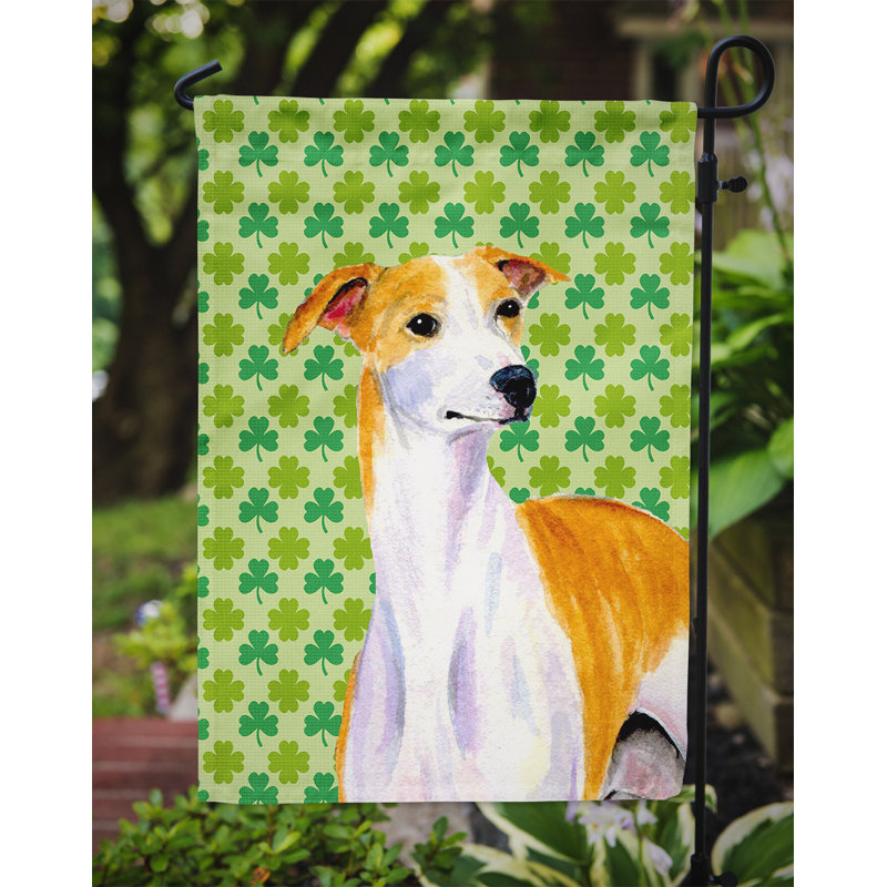 Drapeau de jardin à 2 côtés st. patrick day trèfle, Lévrier Whippet