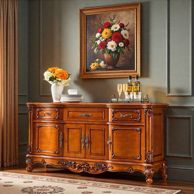European Style Retro Carved Sideboard