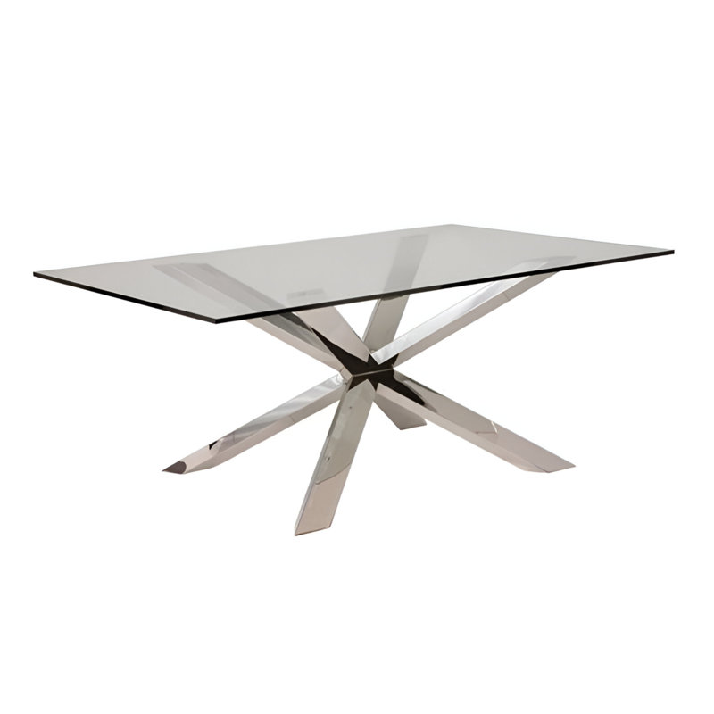 Table de salle à manger Chasta Annum, Argent argent, H 30 po x l 42 po x L 72 po