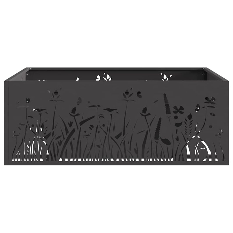 Modern Steel Fire Pit, Black, 30cm H x 80cm W x 80cm D