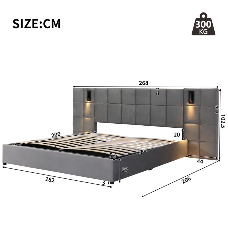 Bollen Upholstered Ottoman Storage Bed, Super King