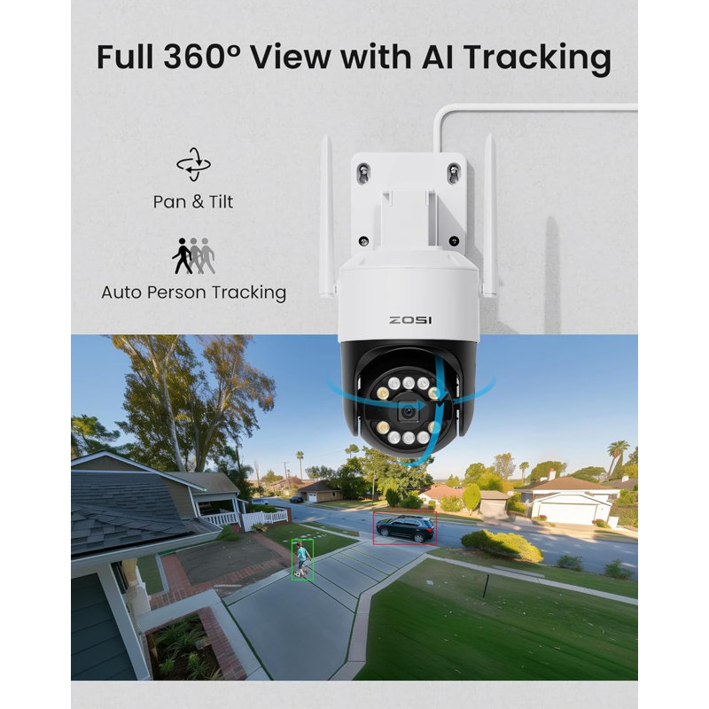 8CH 3K 5MP Security Camera System with 4pcs WIFI PTZ Cameras, Spotlight, AI Human Detection, 1TB HDD, Black