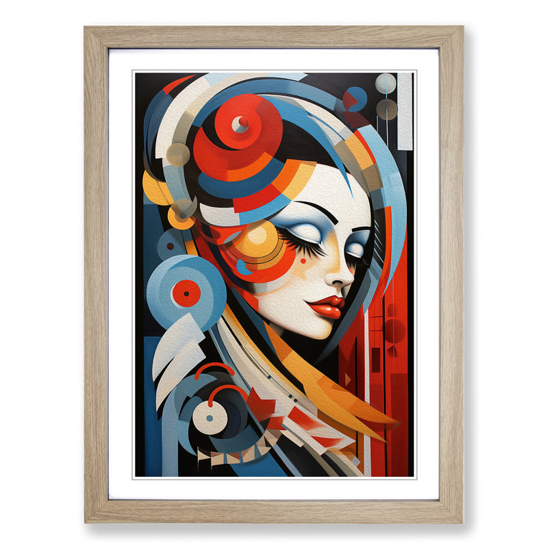 Feather Constructivism - Framed Print, Oak, 34cm H x 25cm W x 2cm D
