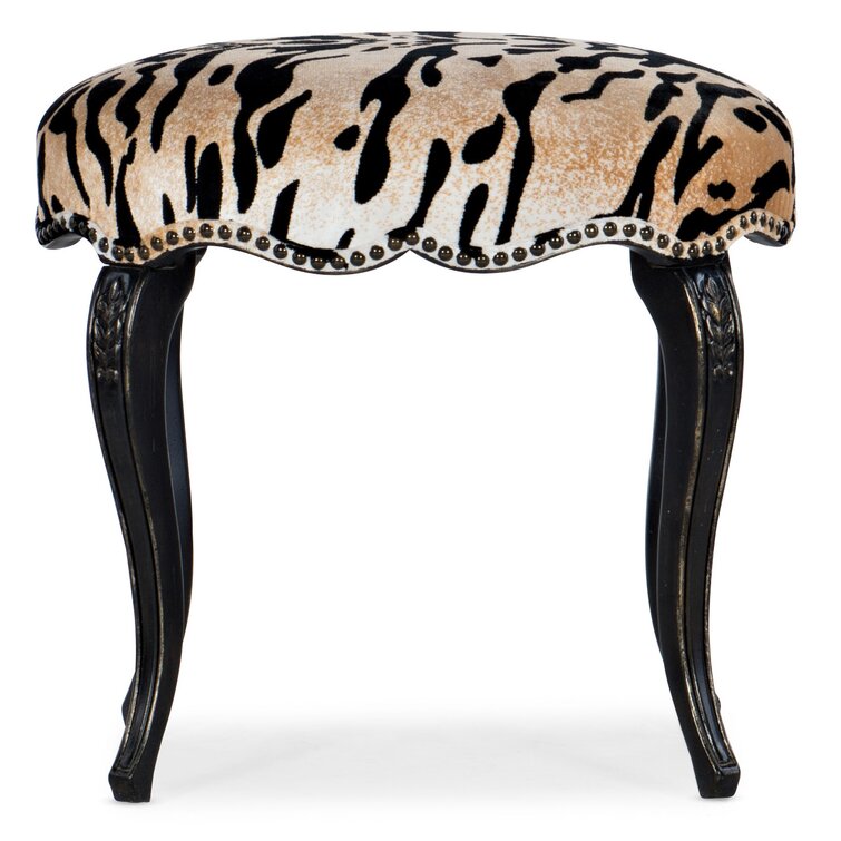 Vintage Leopard Vanity Stool Brass Accents - Carrocel Fine Furniture