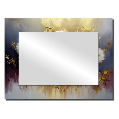 Golden Dandelion Harmony - miroir floral pour décoration murale - imprimé sur métal