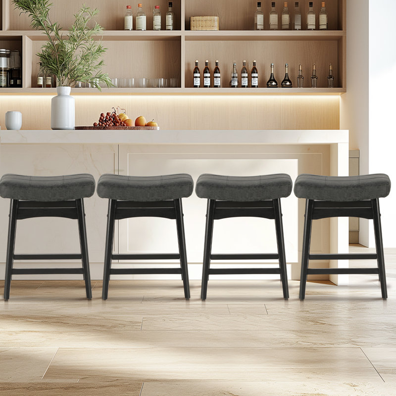 Tabouret de bar et de comptoir Amber-Mae, Noir, Tabouret de comptoir (siège d’une hauteur de 24, Noir