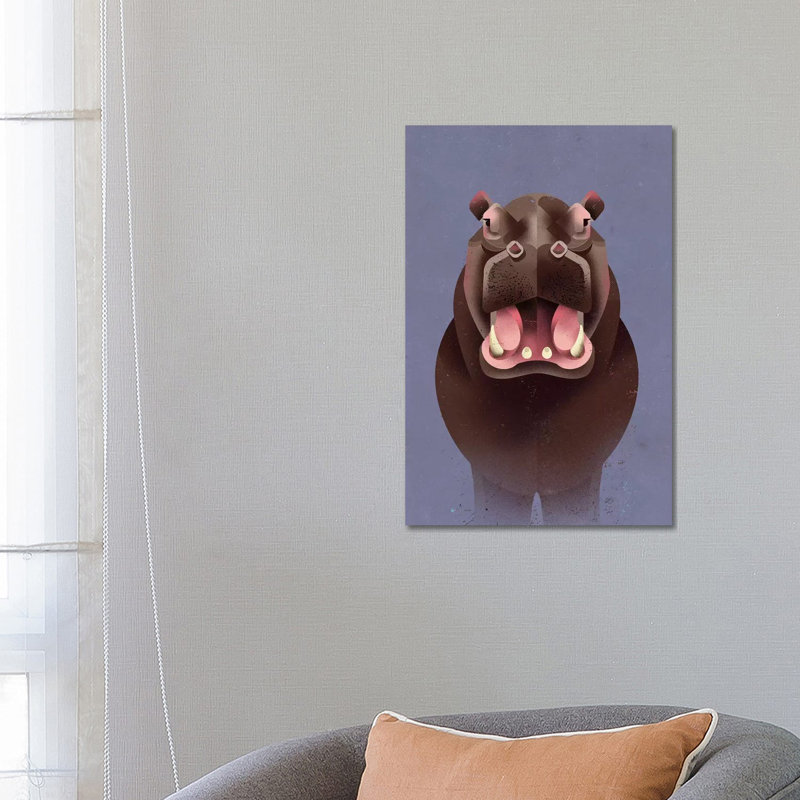 Hippo 1 Piece Wall Art on Canvas, 66.04 cm H x 45.72 cm W x 1.91 cm D, Wrapped Canvas