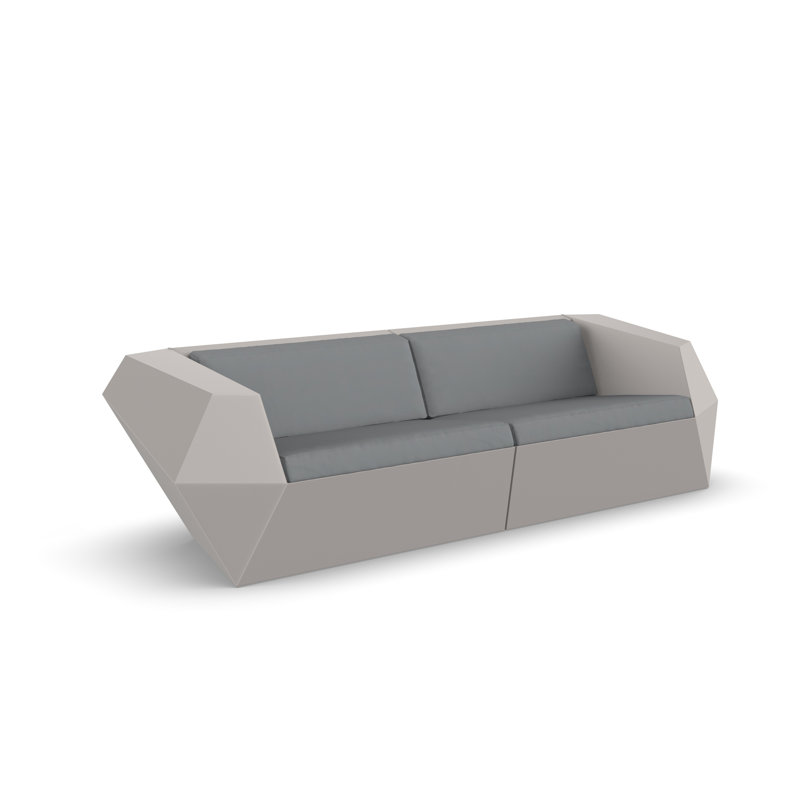 Faz 95.25" Wide Outdoor Patio Sofa with Cushions, Nautical Taupe, Ecru