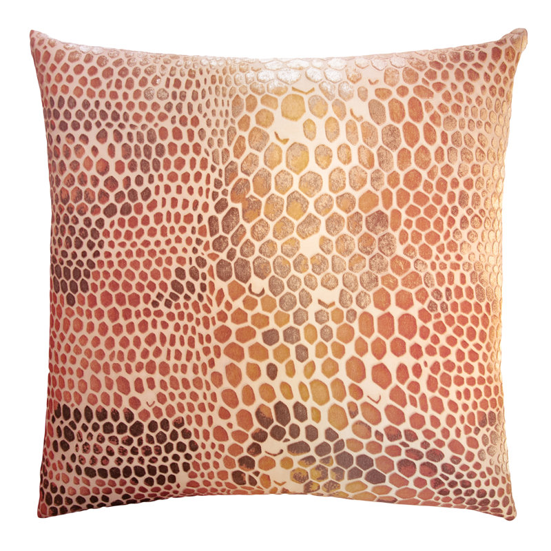 Square Velvet Pillow Cover & Insert, 22"H x 22"W, Mango