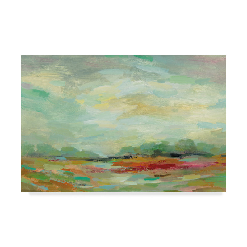 « aube field », reproduction de peinture à l’acrylique sur toile tendue, H 12 po x l 19 po x P 2 po